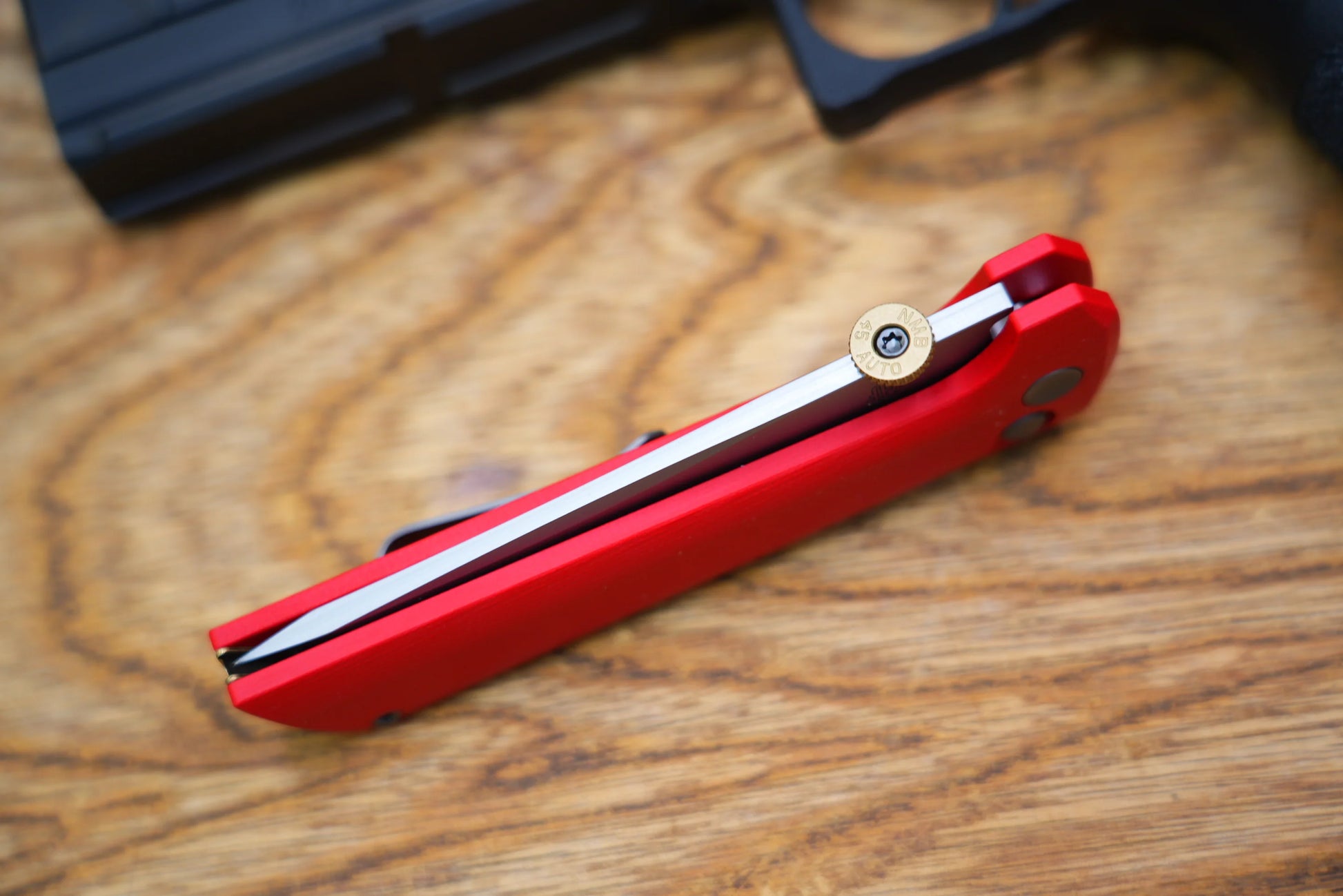 North Mountain Blade Chop 2 G10 Thumb Disk - 3.4" SLD-Magic Steel San Mai Tanto Blade, Red G10 Handle