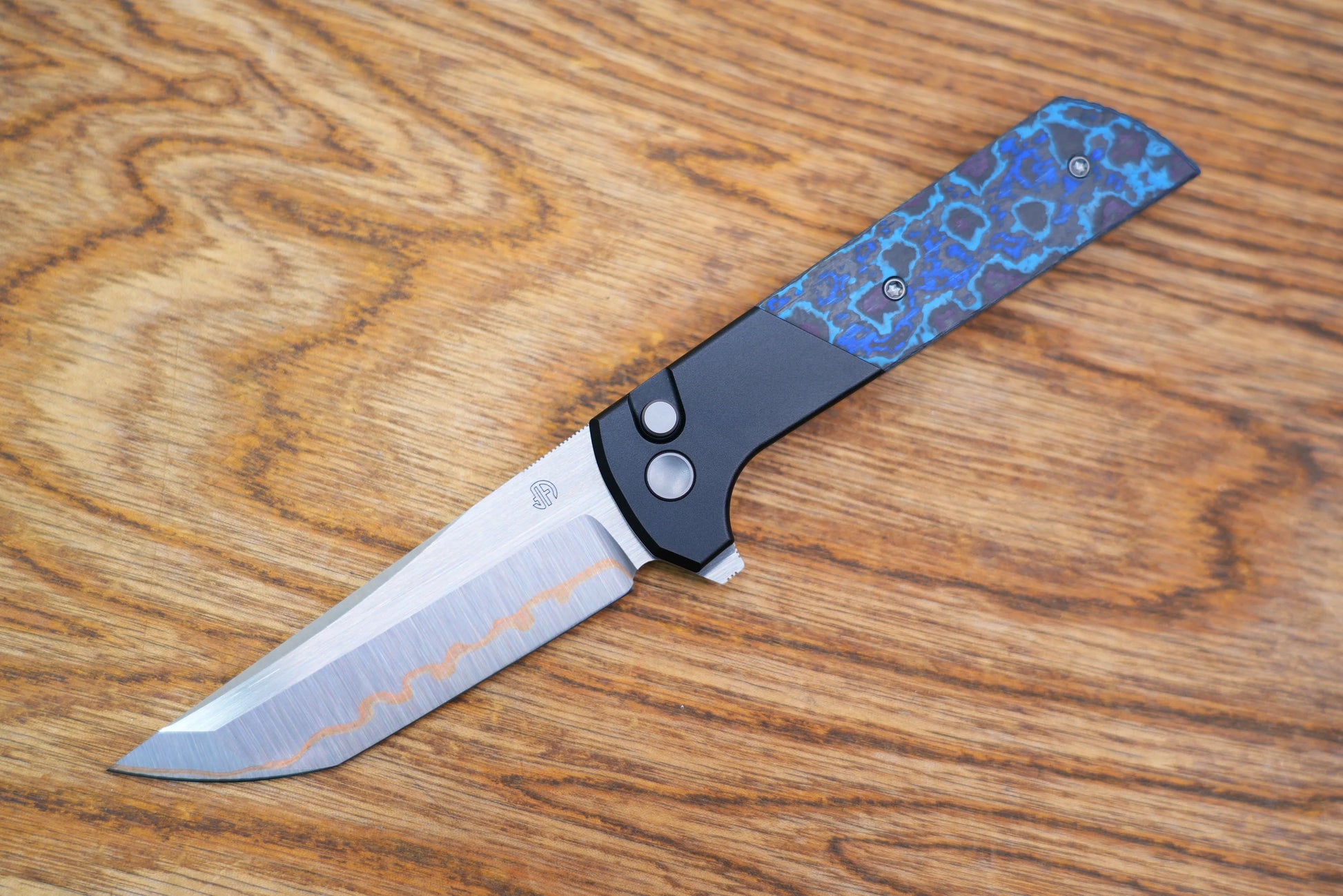 North Mountain Blade Chop Forged Copper - 3.5" SLD-Magic Steel Forged Copper Blade, Aluminium Blue Galaxy Carbon Fibre Handle