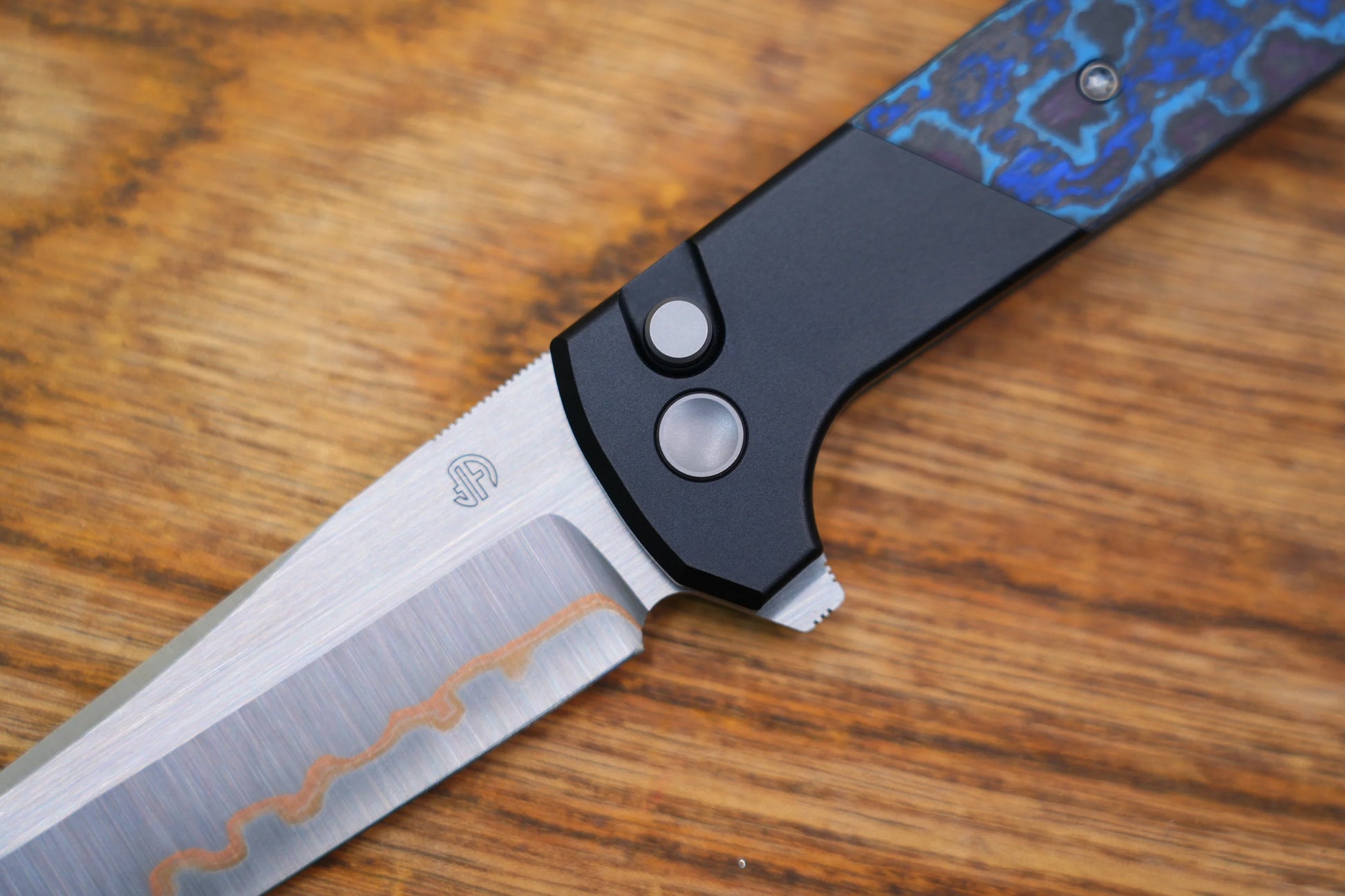 North Mountain Blade Chop Forged Copper - 3.5" SLD-Magic Steel Forged Copper Blade, Aluminium Blue Galaxy Carbon Fibre Handle