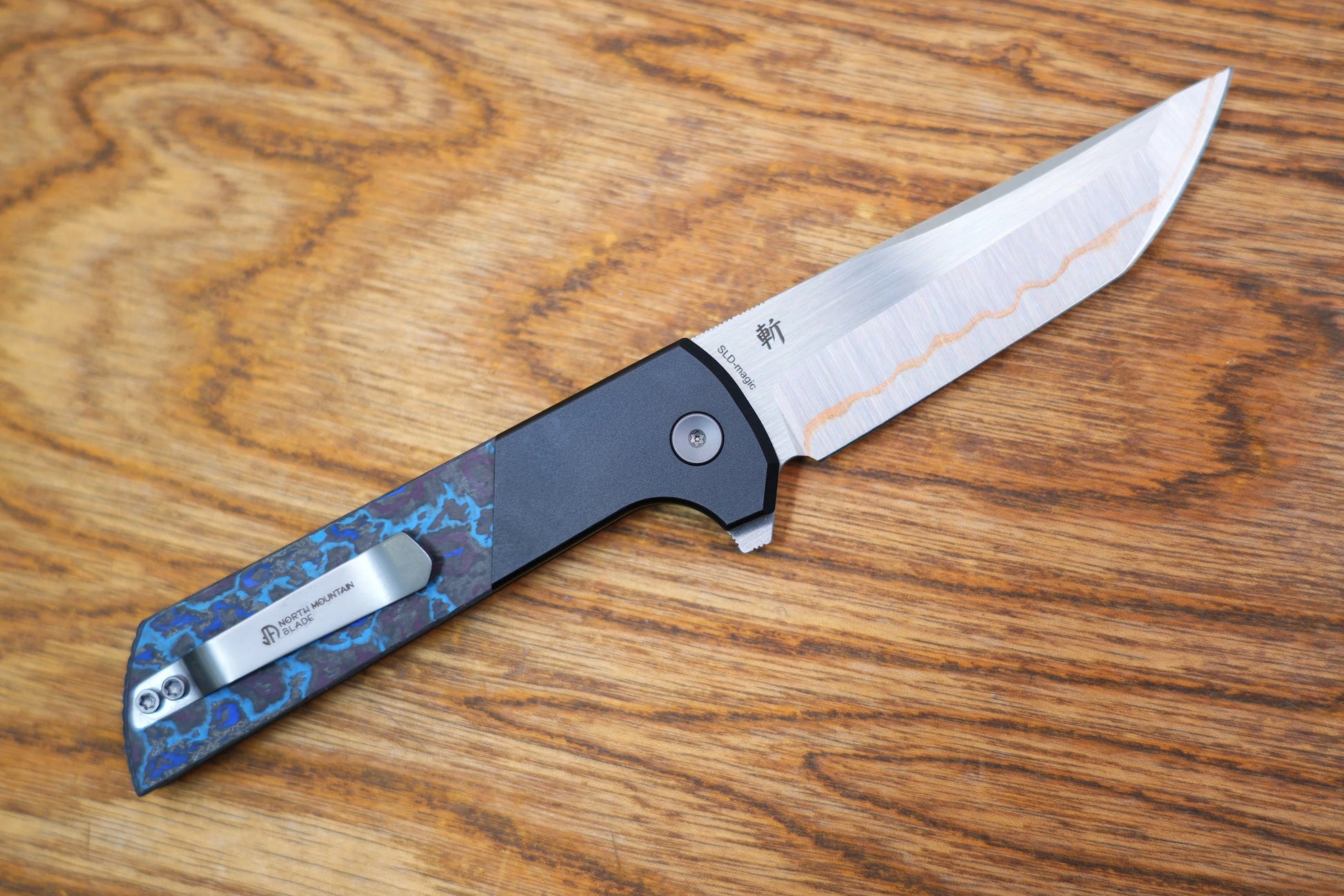 North Mountain Blade Chop Forged Copper - 3.5" SLD-Magic Steel Forged Copper Blade, Aluminium Blue Galaxy Carbon Fibre Handle