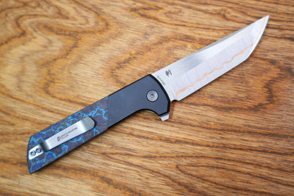 North Mountain Blade Chop Forged Copper - 3.5" SLD-Magic Steel Forged Copper Blade, Aluminium Blue Galaxy Carbon Fibre Handle