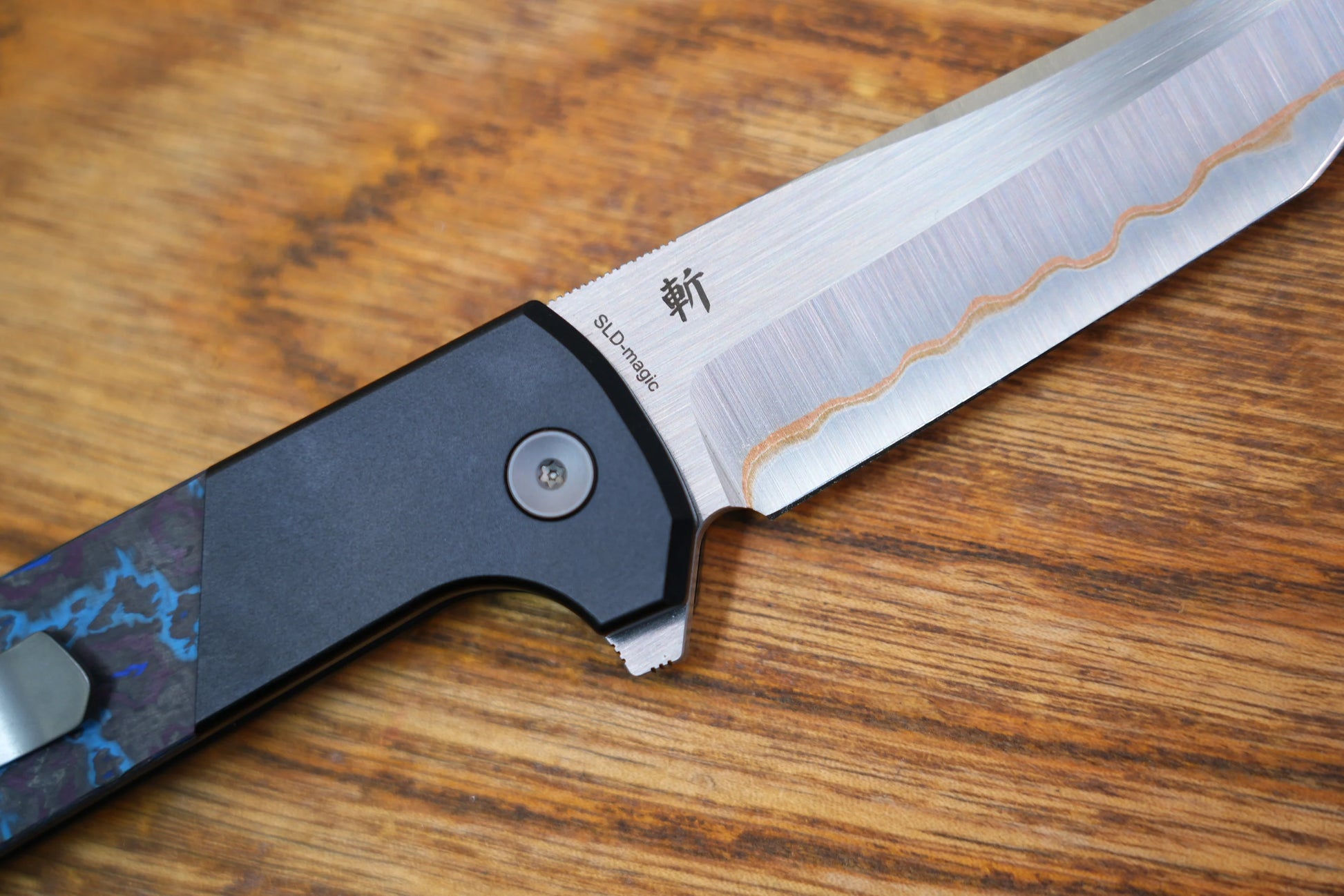 North Mountain Blade Chop Forged Copper - 3.5" SLD-Magic Steel Forged Copper Blade, Aluminium Blue Galaxy Carbon Fibre Handle