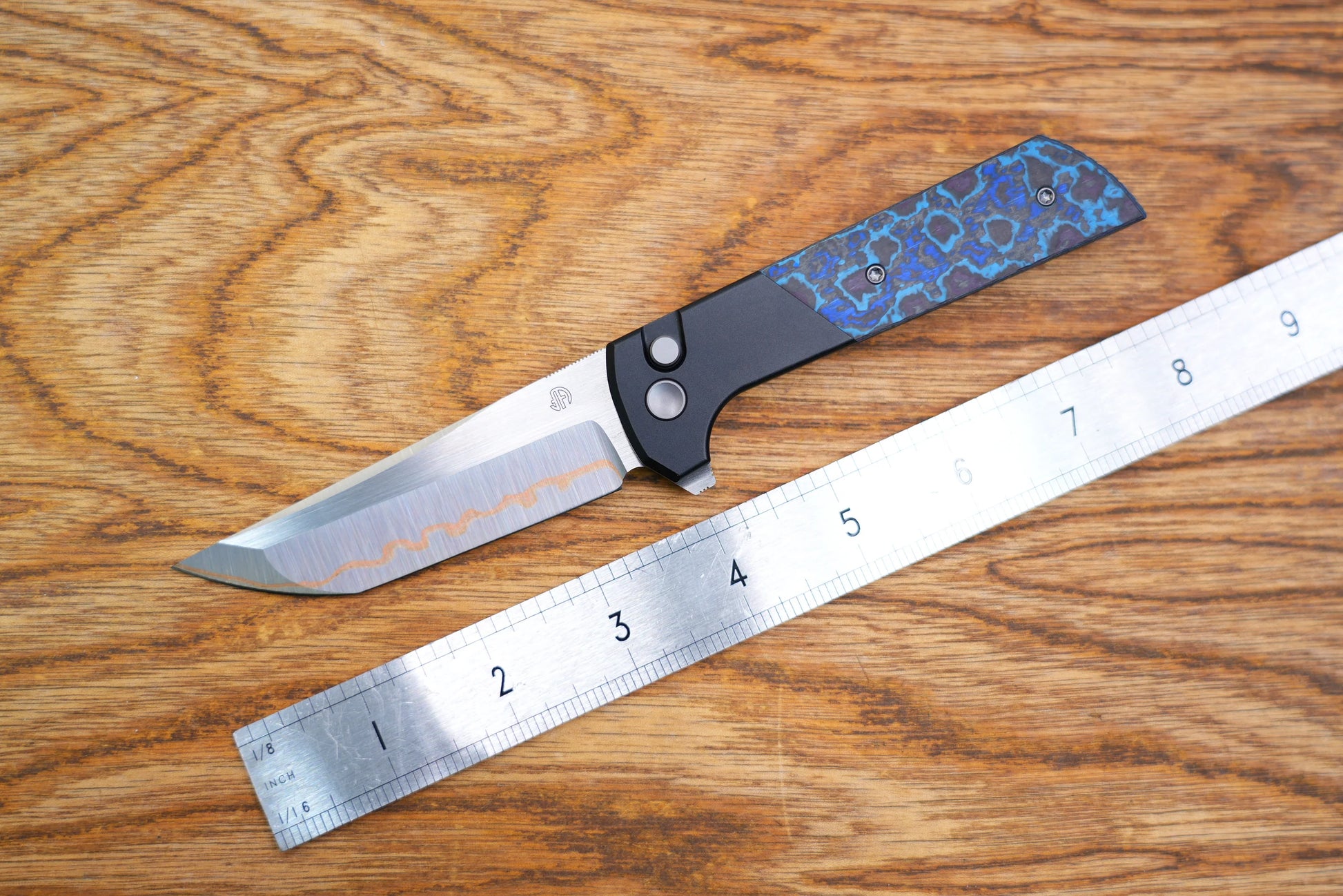 North Mountain Blade Chop Forged Copper - 3.5" SLD-Magic Steel Forged Copper Blade, Aluminium Blue Galaxy Carbon Fibre Handle