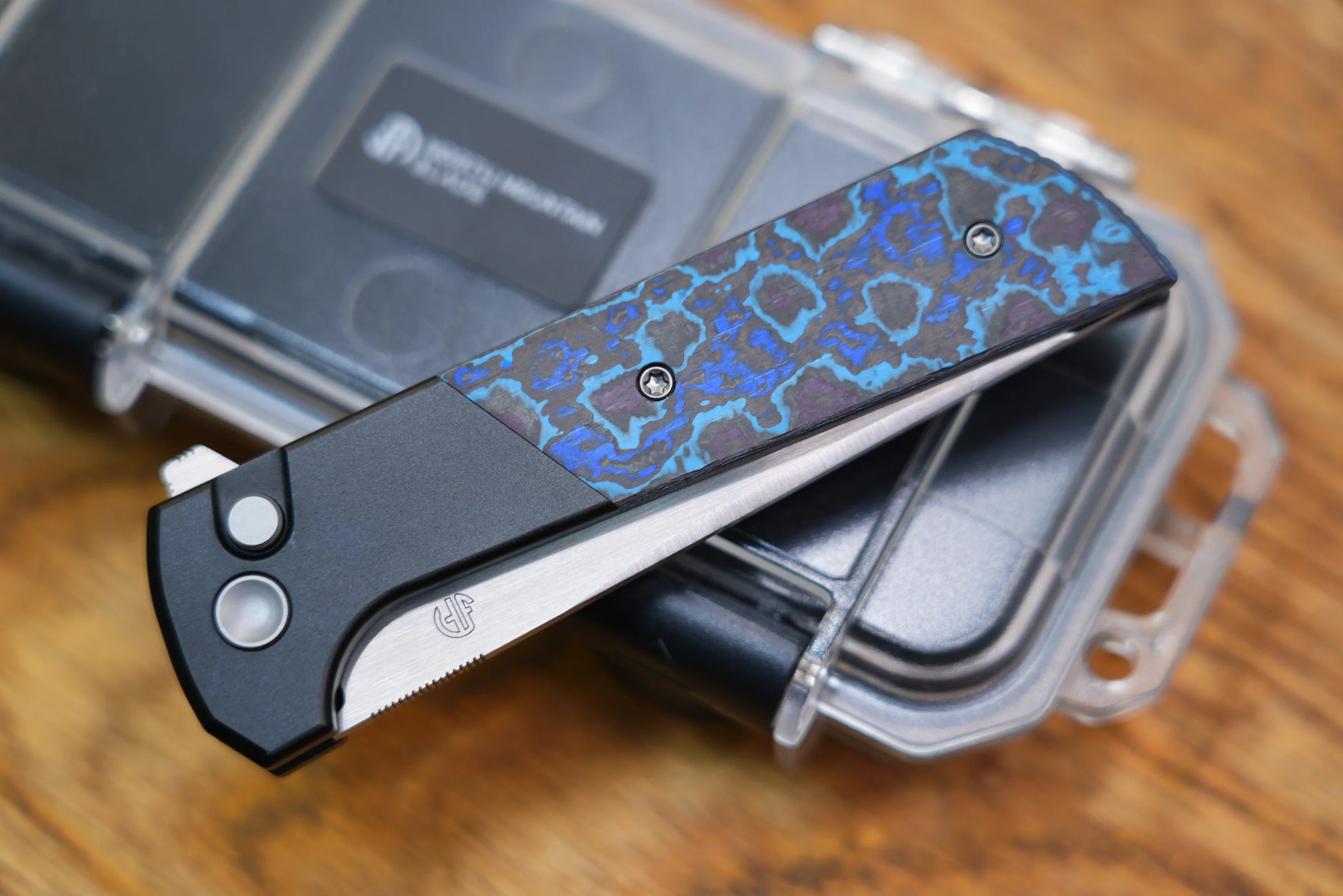 North Mountain Blade Chop Forged Copper - 3.5" SLD-Magic Steel Forged Copper Blade, Aluminium Blue Galaxy Carbon Fibre Handle