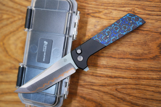 North Mountain Blade Chop Forged Copper - 3.5" SLD-Magic Steel Forged Copper Blade, Aluminium Blue Galaxy Carbon Fibre Handle