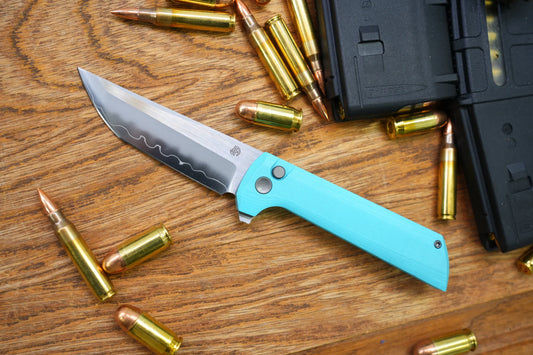 North Mountain Blade Chop 2 G10 - 3.4" SLD-Magic Steel San Mai Tanto Blade, Sky Blue G10 Handle