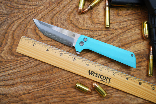 North Mountain Blade Chop 2 G10 - 3.4" SLD-Magic Steel San Mai Tanto Blade, Sky Blue G10 Handle