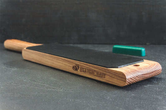 BeaverCraft LS1P1 - Dual-Sided Leather Paddle Strop & Polishing Compound
