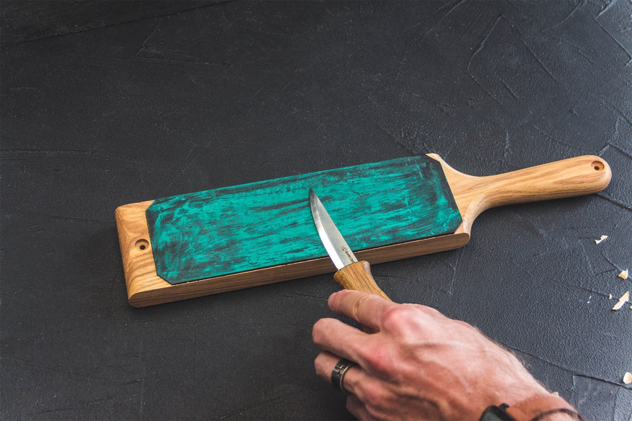 BeaverCraft LS1P1 - Dual-Sided Leather Paddle Strop & Polishing Compound