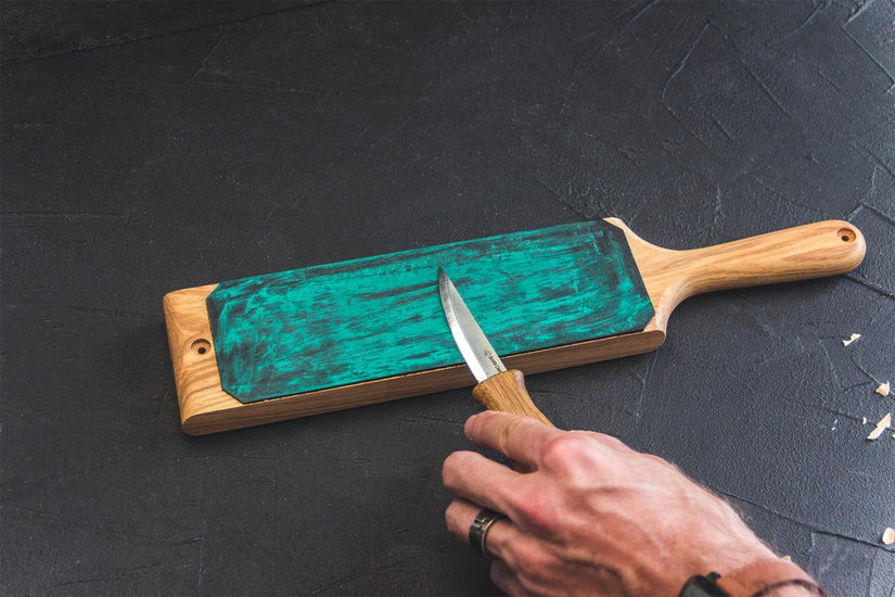 BeaverCraft LS1P1 - Dual-Sided Leather Paddle Strop & Polishing Compound