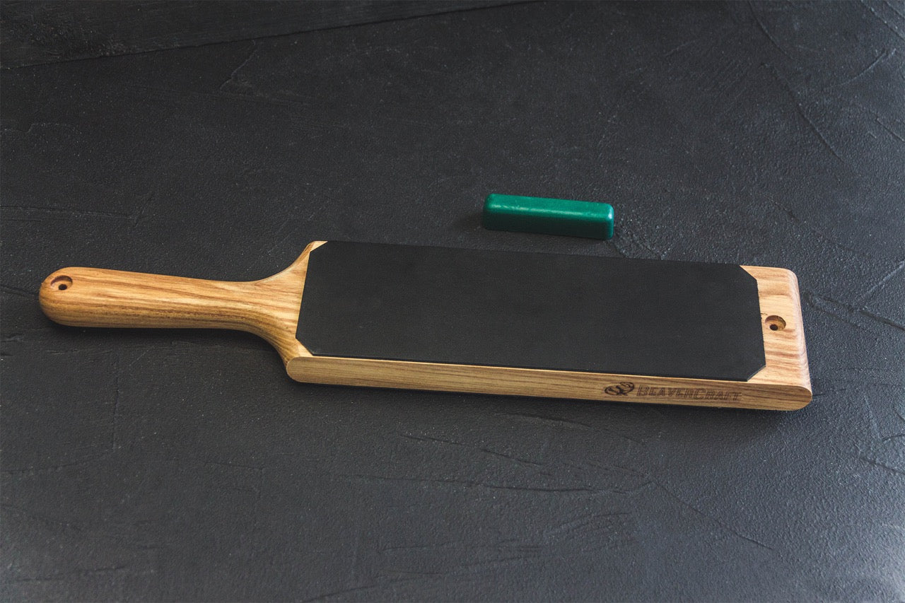 BeaverCraft LS1P1 - Dual-Sided Leather Paddle Strop & Polishing Compound