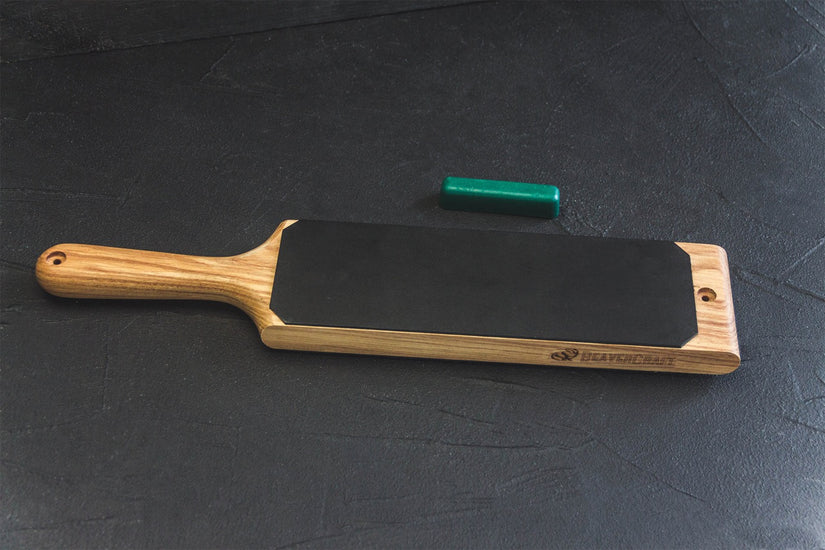 BeaverCraft LS1P1 - Dual-Sided Leather Paddle Strop & Polishing Compound