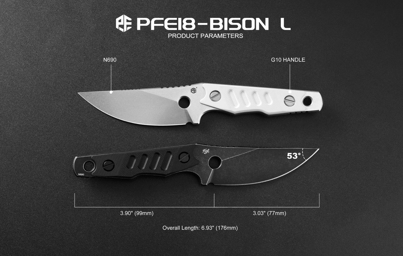 Petrified Fish Bison L PFE18 - 3.03" N690 Fixed Blade