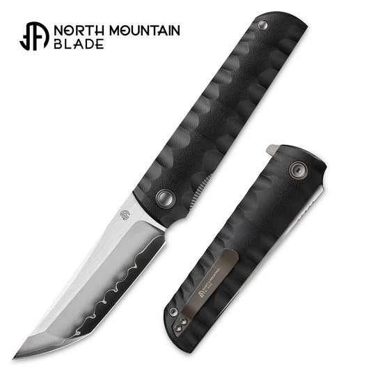 North Mountain Blade Kick Stop Chop Plus - 4" SLD-Magic Steel San Mai Tanto Blade, Black G10 Handle