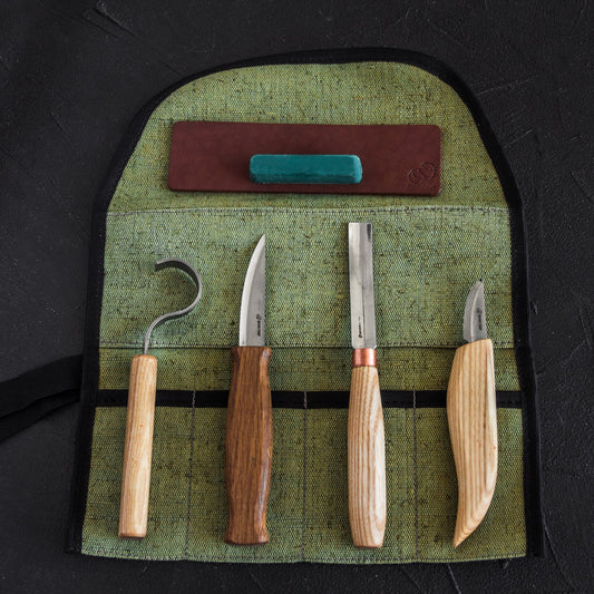 BeaverCraft S43 - Spoon and Kuksa Carving Professional Set with Knives and Strop