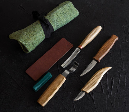 BeaverCraft S43 - Spoon and Kuksa Carving Professional Set with Knives and Strop
