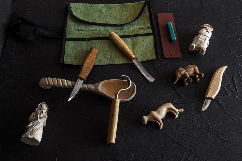 BeaverCraft S43 - Spoon and Kuksa Carving Professional Set with Knives and Strop
