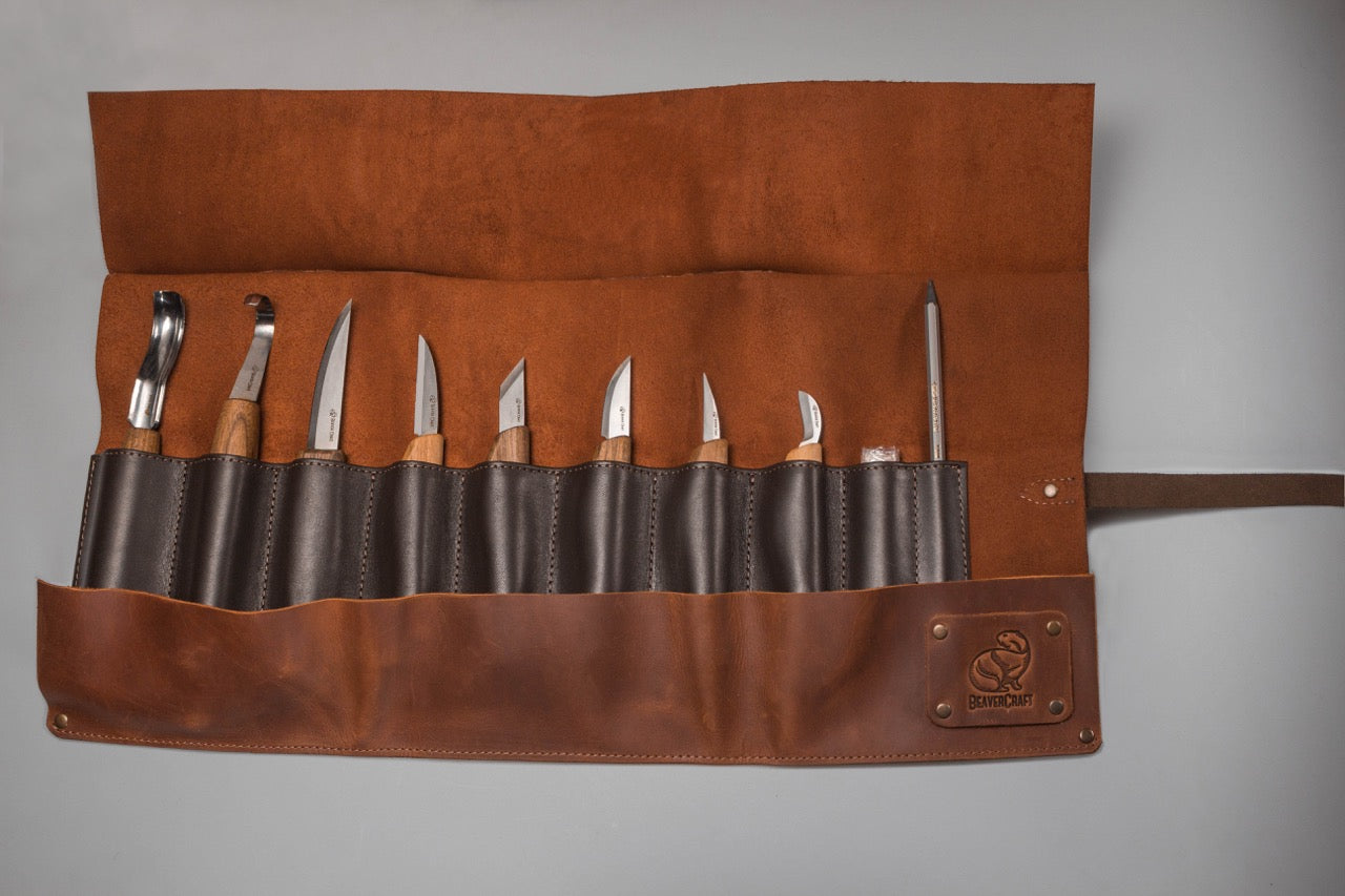 BeaverCraft S18X - Deluxe Wood Carving Set with Walnut Handles