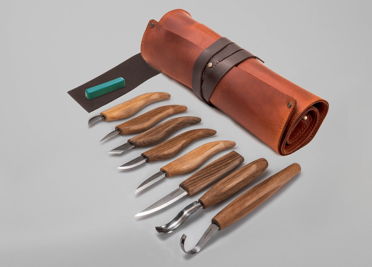BeaverCraft S18X - Deluxe Wood Carving Set with Walnut Handles