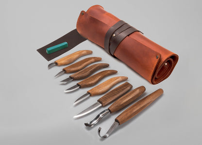 BeaverCraft S18X - Deluxe Wood Carving Set with Walnut Handles
