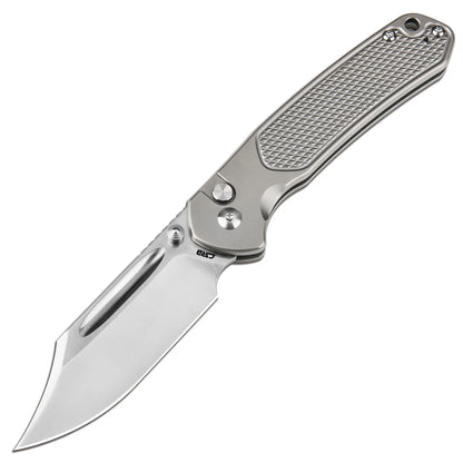 CJRB Pyrite Bowie - 3.15" S90V Sand Polished Clip Point Blade, Titanium Handles - J1942T