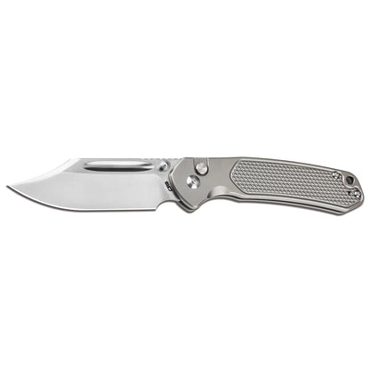 CJRB Pyrite Bowie - 3.15" S90V Sand Polished Clip Point Blade, Titanium Handles - J1942T