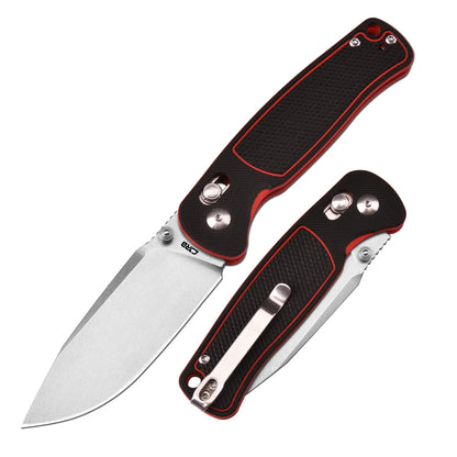 CJRB Shale - 3.15" AR-RPM9 Stonewashed Blade, Black/Red G10 Handles - J1943-BRE