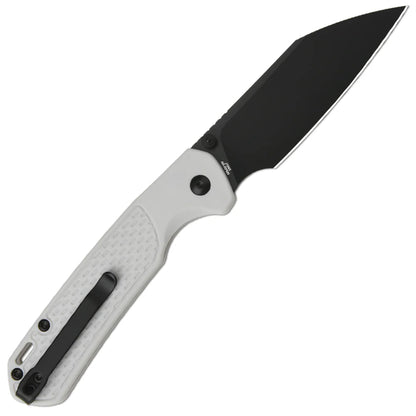 CJRB Pyrite Light - 3.34" AR-RPM9 Black PVD Wharncliffe Blade, Light Grey FRN Handles - J1945-BGY