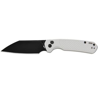 CJRB Pyrite Light - 3.34" AR-RPM9 Black PVD Wharncliffe Blade, Light Grey FRN Handles - J1945-BGY