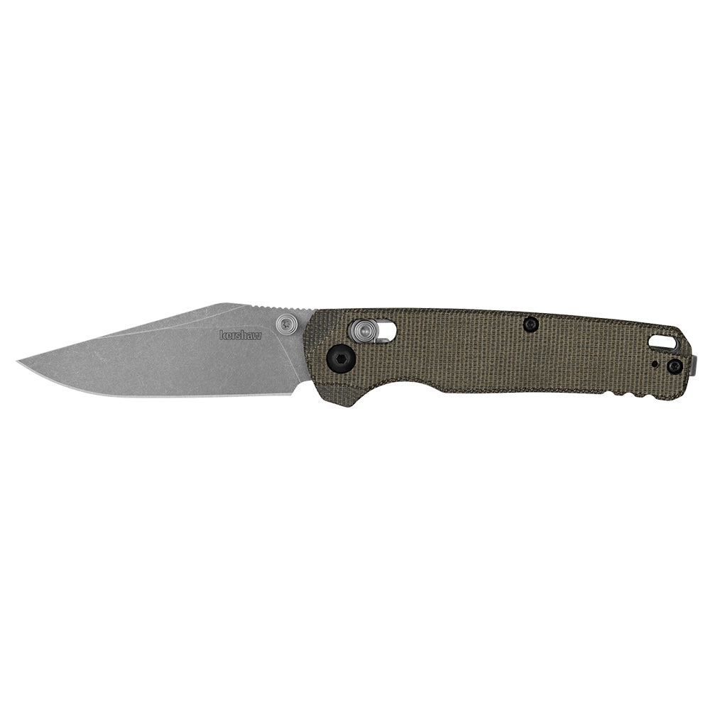 Kershaw Bel Air Clip Point - 3" MagnaCut Stonewash Blade, Olive Micarta Handles - 6106