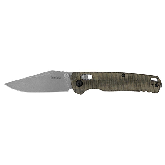 Kershaw Bel Air Clip Point - 3" MagnaCut Stonewash Blade, Olive Micarta Handles - 6106