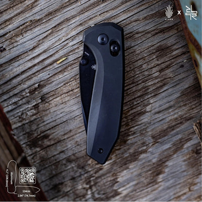 Kizer Sub-3 OBK - 2.95" 154CM Black Blade, Black Aluminium Handle - V3650C1