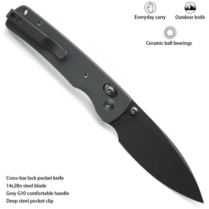 Miguron Vakor - 3.15" 14C28N Dark Grey PVD Blade, Grey G10 Handle. MGR-817ADG