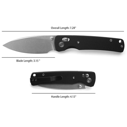 Miguron Vakor - 3.15" 14C28N Stonewashed Blade, Black G10 Handle. MGR-817AWBK