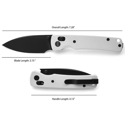 Miguron Vakor - 3.15" 14C28N Black PVD Blade, White G10 Handle. MGR-817AWH