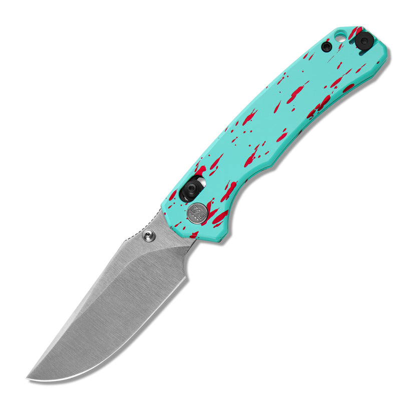 Miguron Thaly - 3.11" D2 Satin Blade, Blue/Red Aluminium Handle