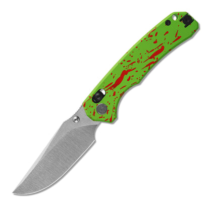 Miguron Thaly - 3.11" D2 Satin Blade, Green/Red Aluminium Handle