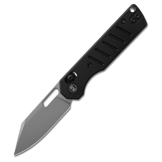 Miguron Gatov - 2.81" D2 Sandblasted Blade, Black PVD Aluminium Handle