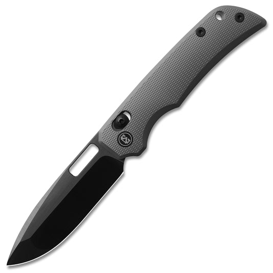 Miguron Knives Mero II - 3.17" M390 DLC Hand Ground Rubbed Satin Blade, Dark Grey PVD Titanium Handle