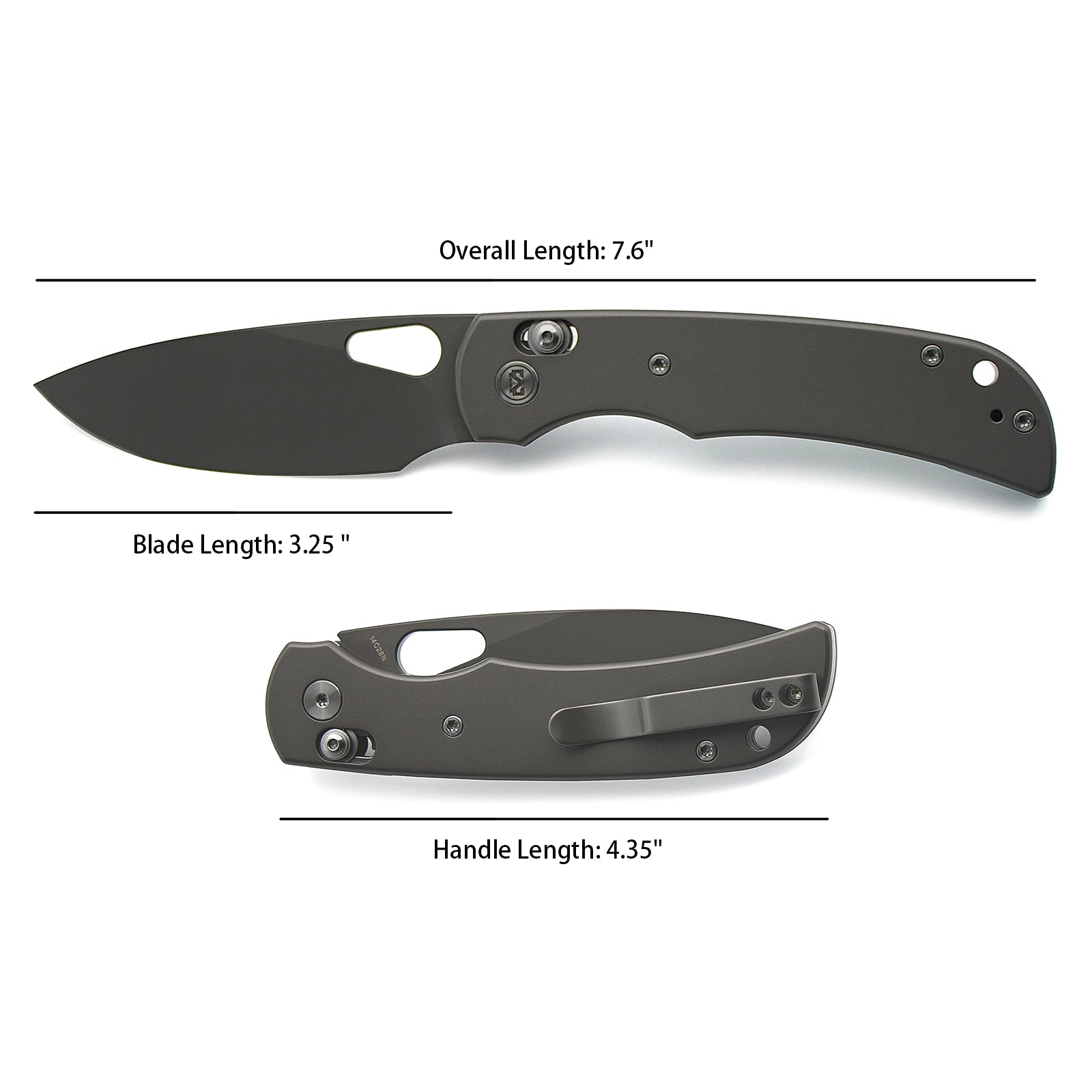 Miguron Moyarl Crossbar Lock - 3.25" 14C28N Dark Grey PVD Blade, Dark Grey Titanium Handle. MGR621ADG
