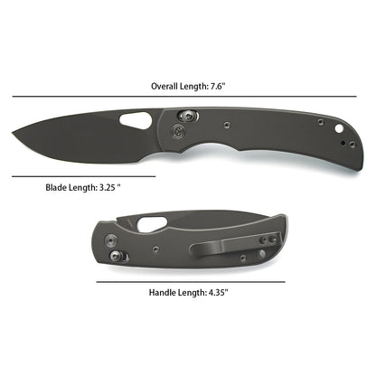 Miguron Moyarl Crossbar Lock - 3.25" 14C28N Dark Grey PVD Blade, Dark Grey Titanium Handle. MGR621ADG