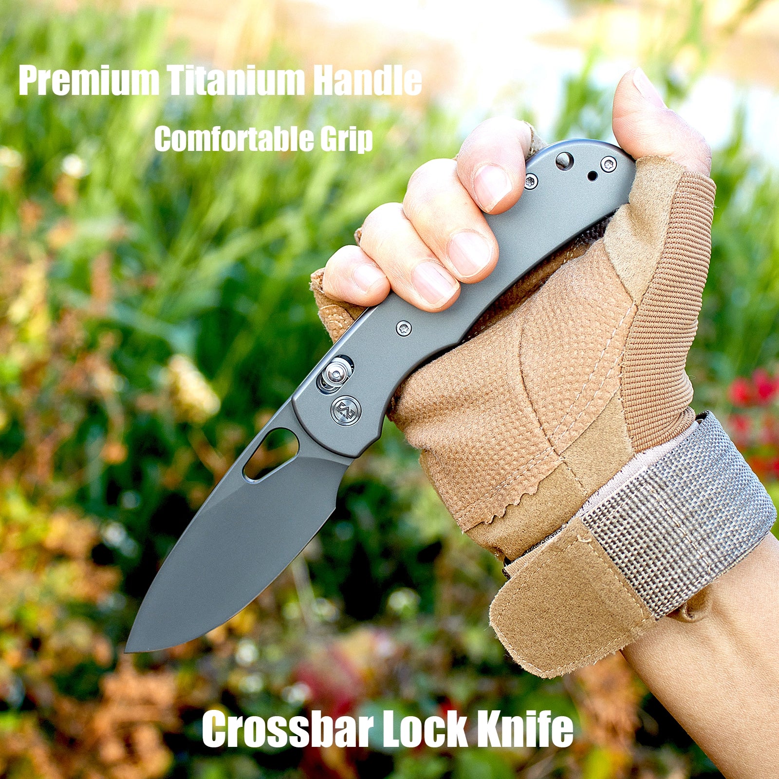 Miguron Moyarl Crossbar Lock - 3.25" 14C28N Dark Grey PVD Blade, Dark Grey Titanium Handle. MGR621ADG