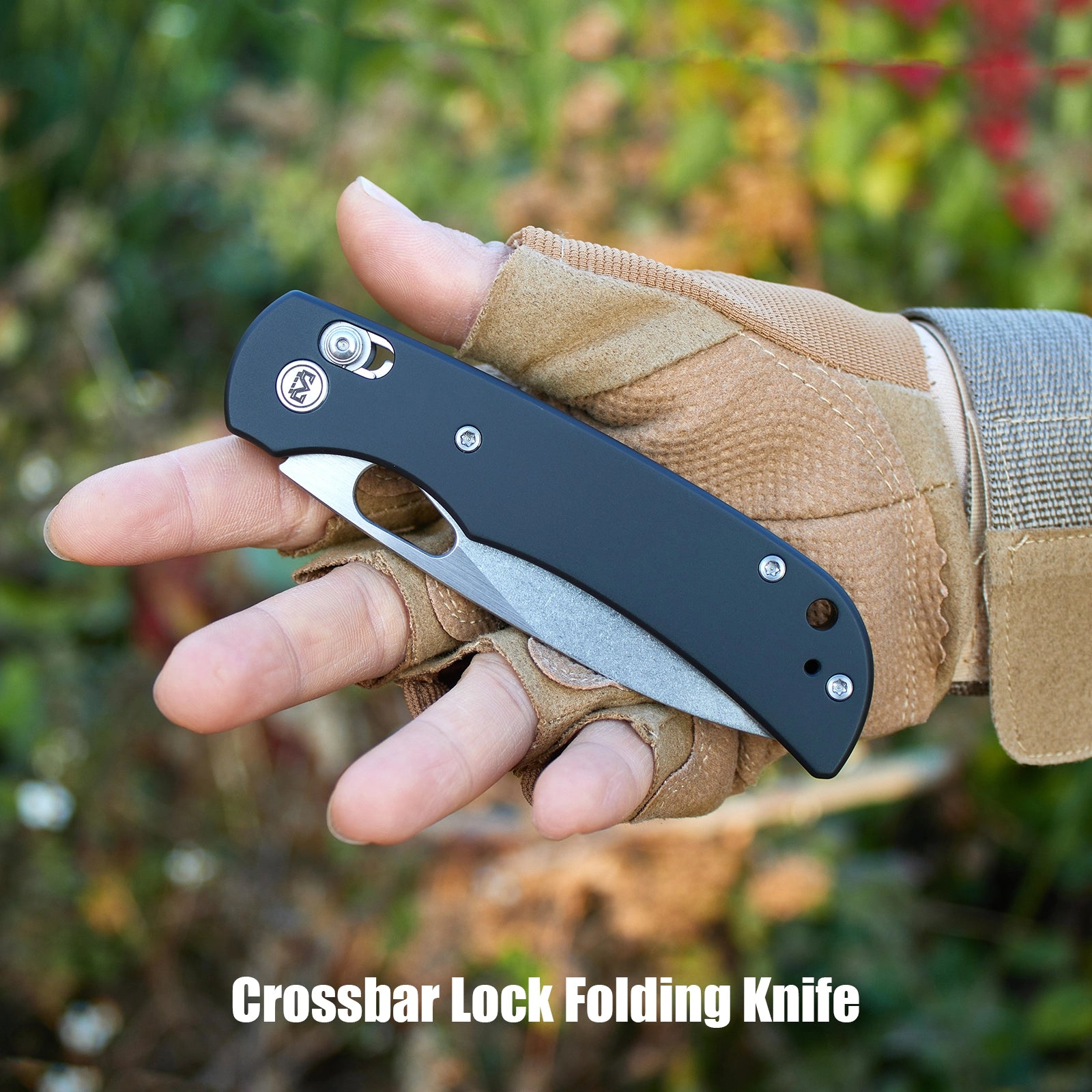 Miguron Moyarl Crossbar Lock - 3.25" 14C28N Stonewashed Blade, Black Titanium Handle. MGR621ABK