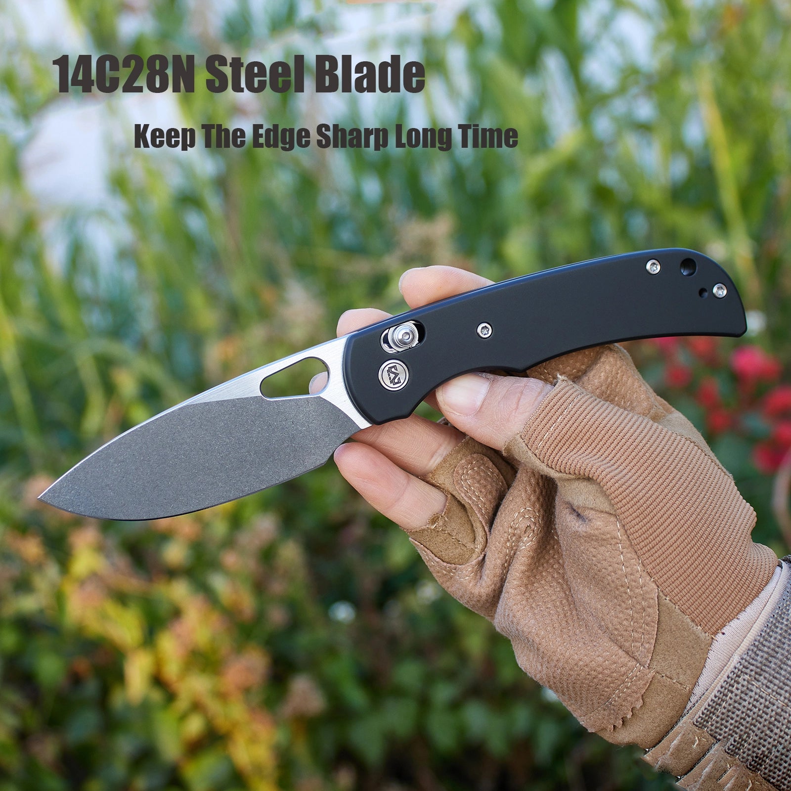 Miguron Moyarl Crossbar Lock - 3.25" 14C28N Stonewashed Blade, Black Titanium Handle. MGR621ABK