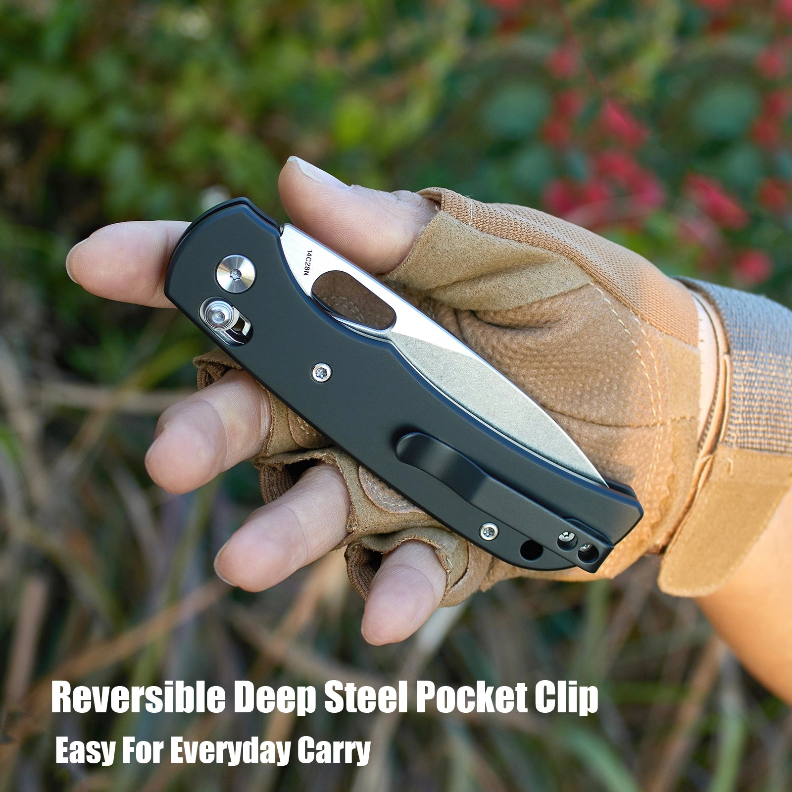 Miguron Moyarl Crossbar Lock - 3.25" 14C28N Stonewashed Blade, Black Titanium Handle. MGR621ABK