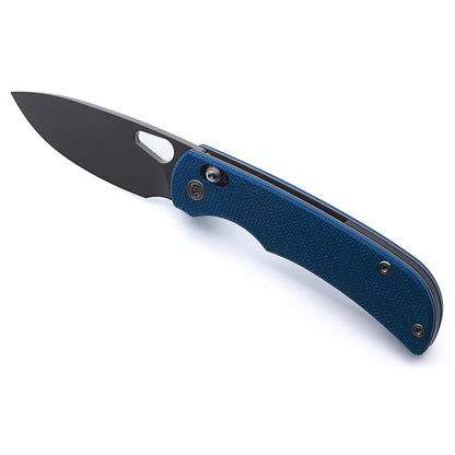 Miguron Moyarl Crossbar Lock - 3.5" 14C28N Dark Grey PVD Blade, Blue Micarta Handle - MGR-806ABU