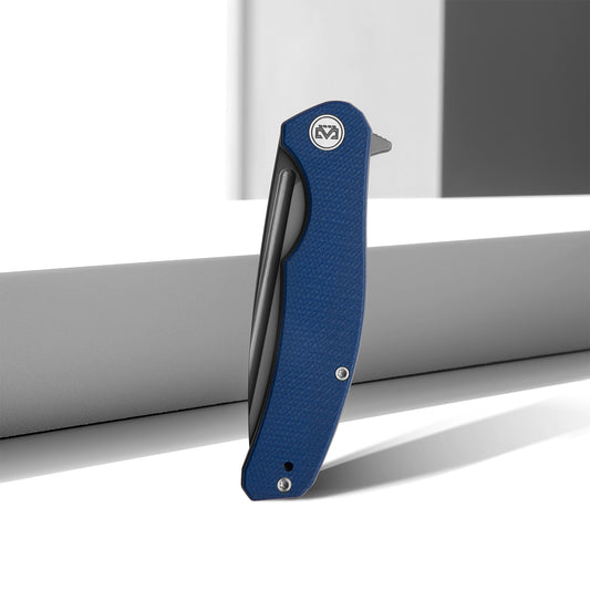 Miguron Velona - 3.5" 14C28N Dark Grey PVD Blade, Blue Micarta Handle. MGR-8003SBU