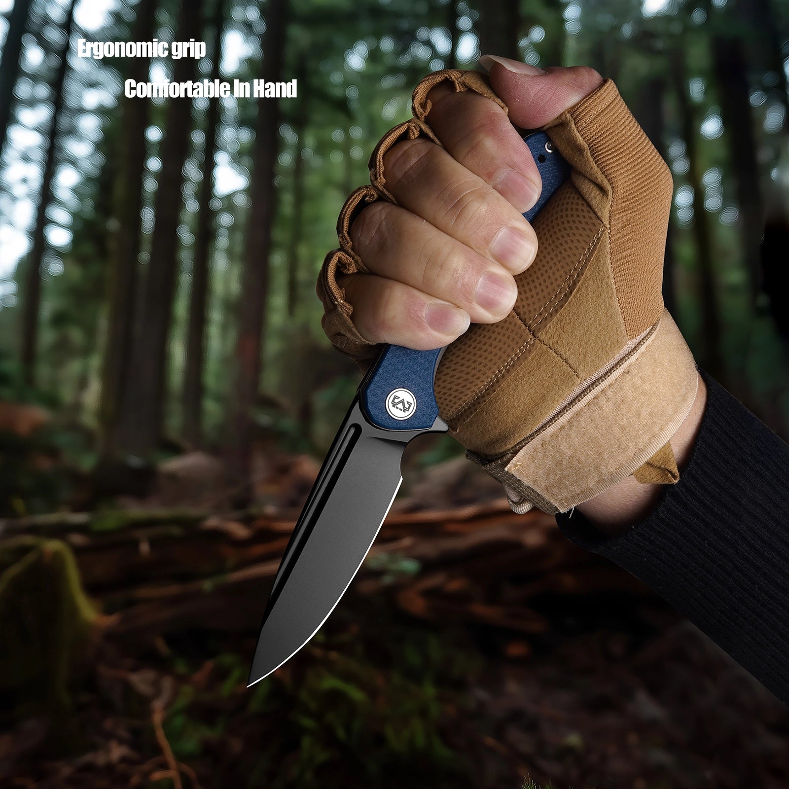 Miguron Velona - 3.5" 14C28N Dark Grey PVD Blade, Blue Micarta Handle. MGR-8003SBU