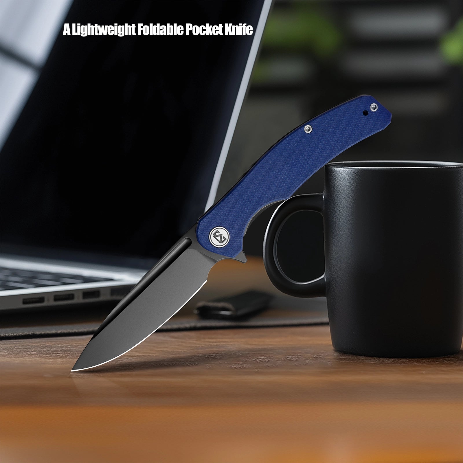 Miguron Velona - 3.5" 14C28N Dark Grey PVD Blade, Blue Micarta Handle. MGR-8003SBU