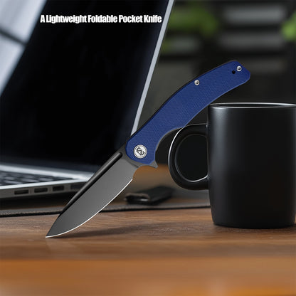 Miguron Velona - 3.5" 14C28N Dark Grey PVD Blade, Blue Micarta Handle. MGR-8003SBU